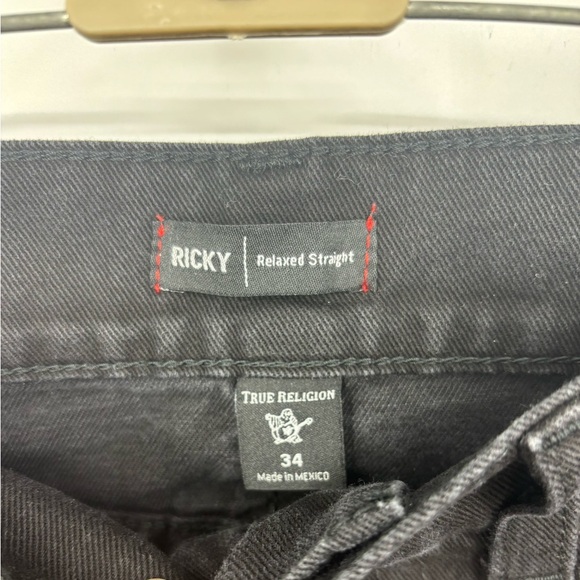 True Religion Men’s Ricky Black Relaxed Straight Flap Jeans 34 - Picture 3 of 5